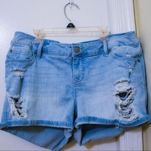 Torrid blue ripped short jeans size 14